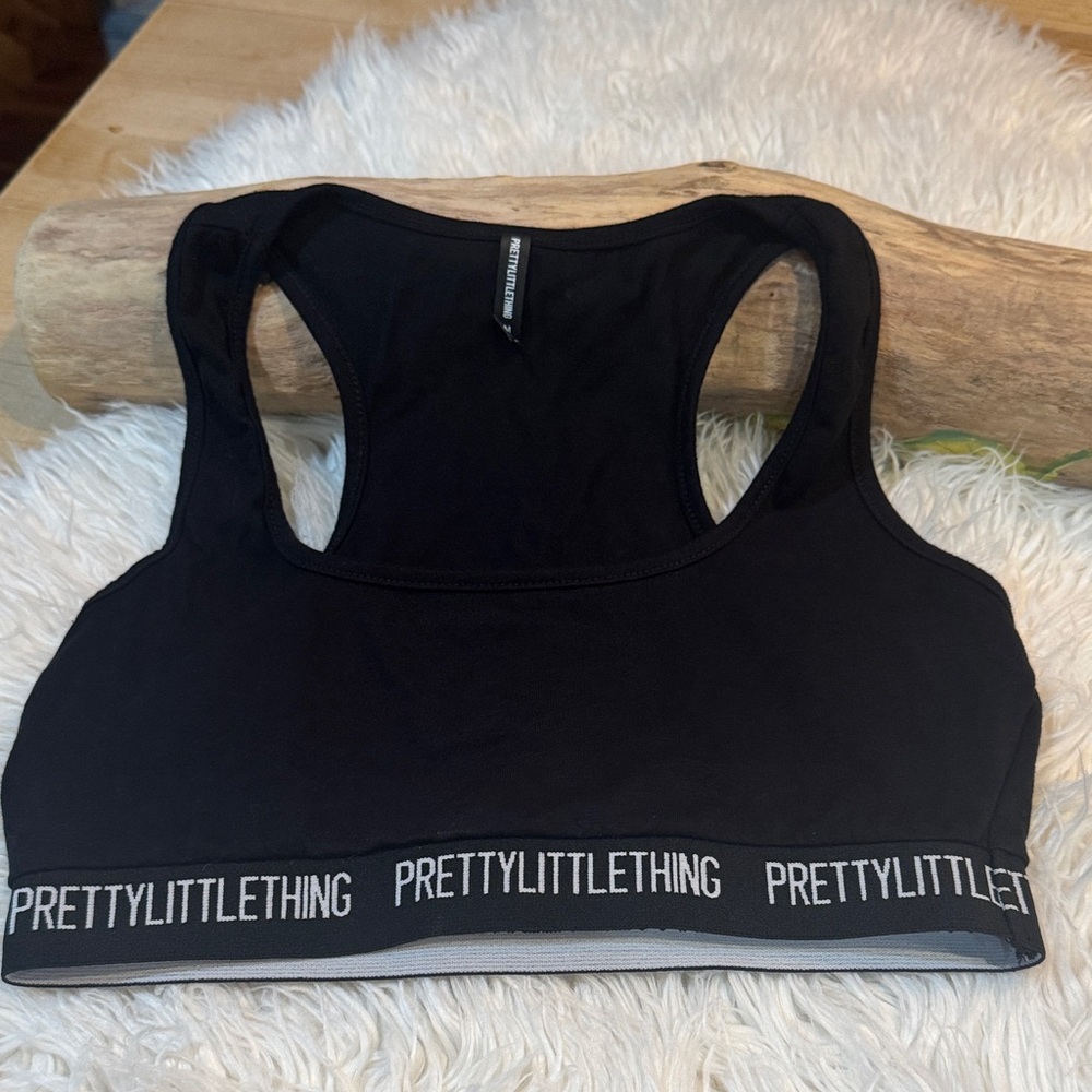 PrettyLittleThing Black Racerback Sports Bra